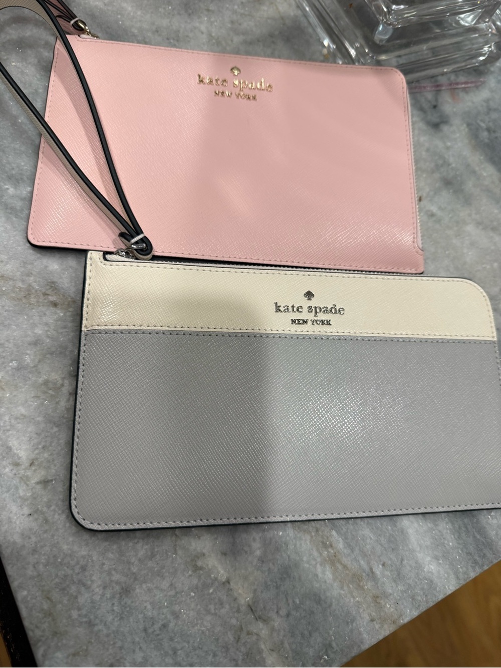 kate spade Pink, Cream & Gray Two-Piece Wristlet Set, NWOT